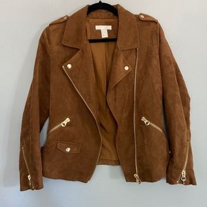 Women’s Brown Suede Jacket w/ Gold Zippers